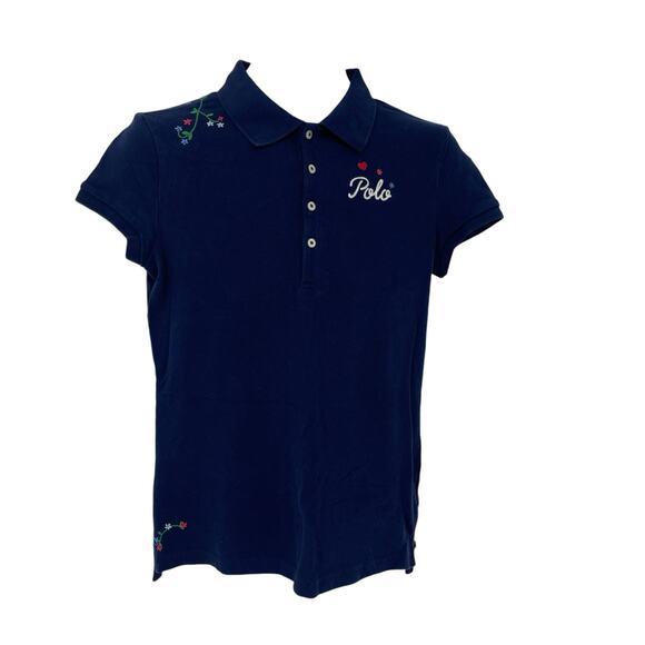 Polo Ralph Lauren Other - Polo Ralph Lauren Kids Girls Navy Floral Polo Shirt Size XL (16)